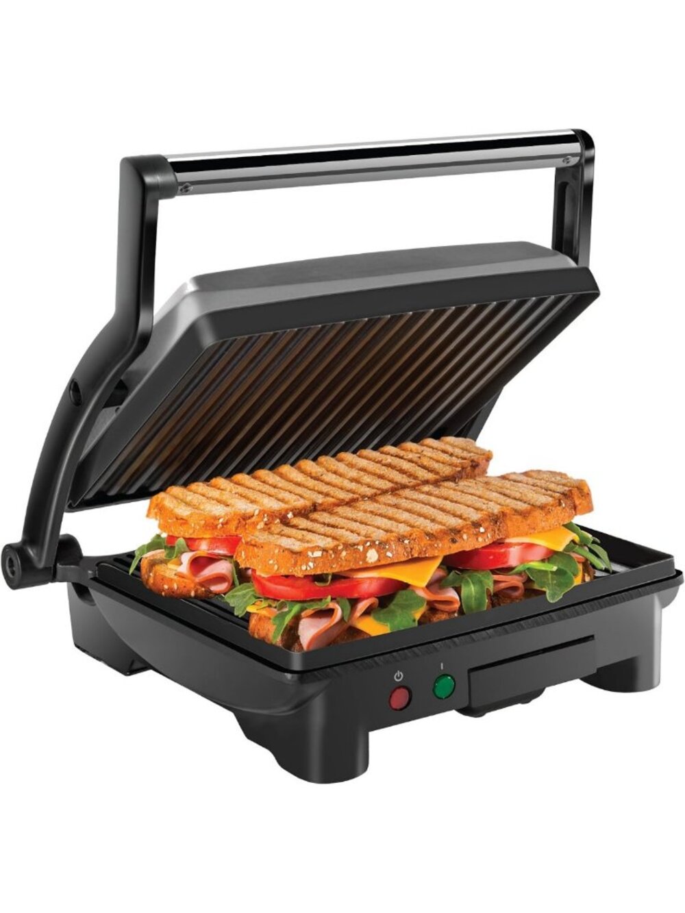Non-Stick Panini Press Grill & Gourmet Sandwich Maker, 4 Slice, 180° Open